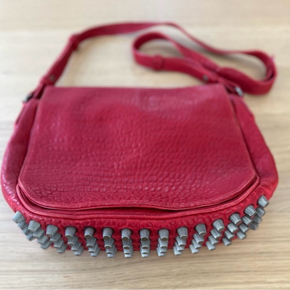 Alexander Wang red Studded lia messenger Bag